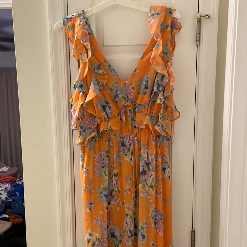 LC Lauren Conrad Orange Floral Dress